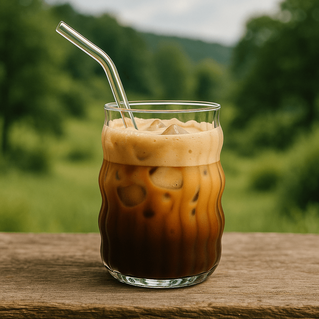 Slika talasaste čaše za fredo kafu u prirodi