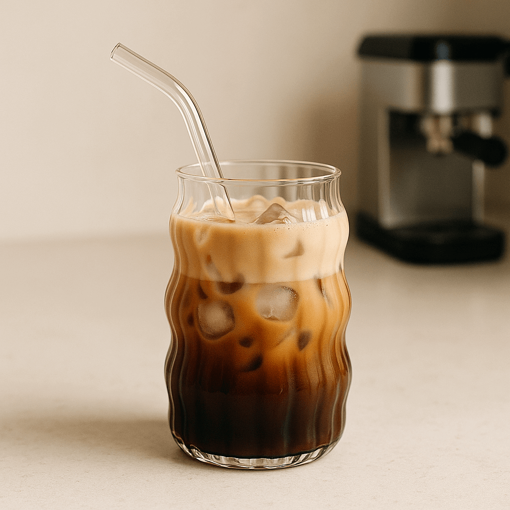 Talasasta staklena čaša za ledenu kafu (1)